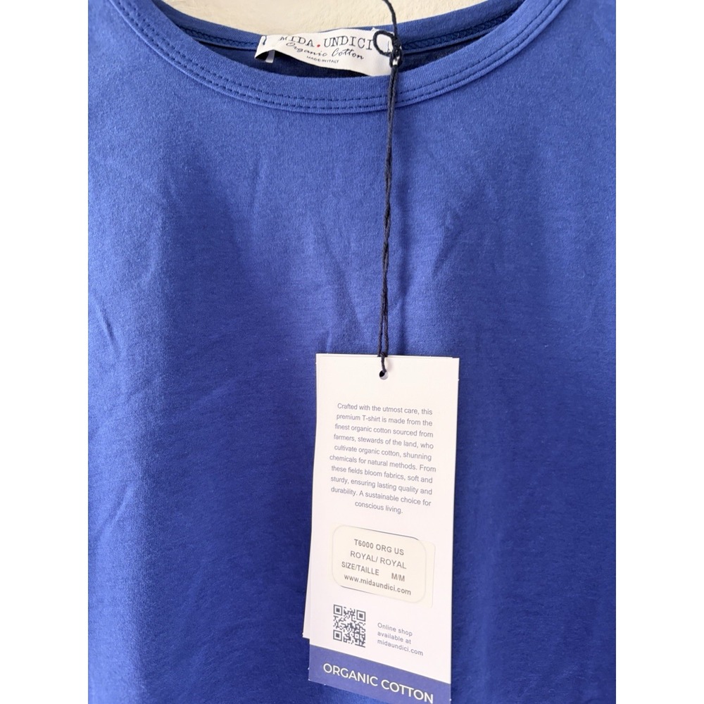 NWT Mida Undici Organic Cotton Men's T-Shirt Royal Blue Size M Made In Italy - Picture 3 of 6